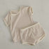 Summer New Arrival Baby Kids Unisex Casual Simple Versatile Short Sleeves Top And Shorts, Clothing Set-3