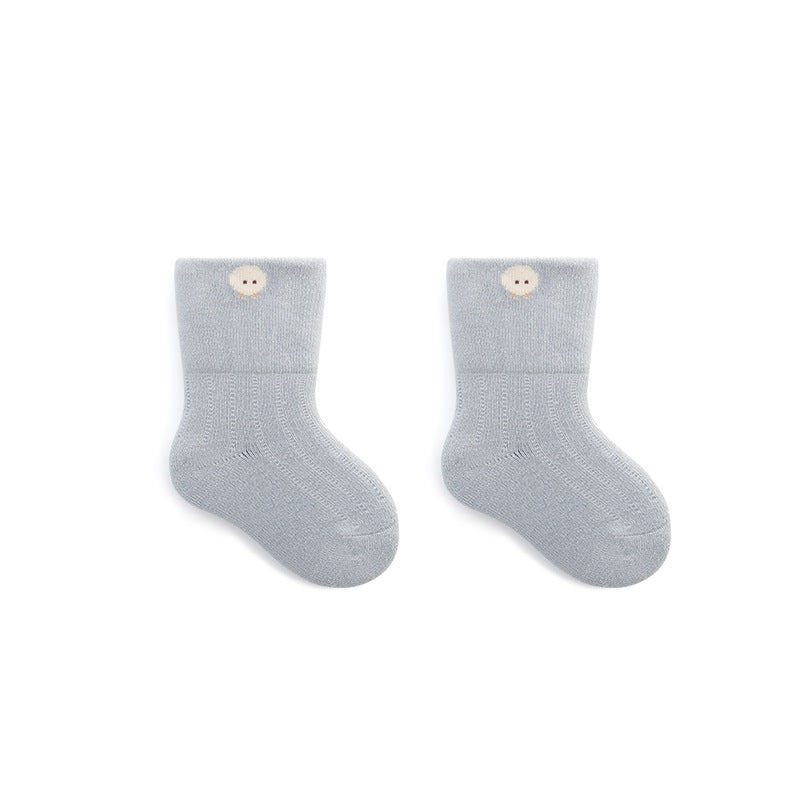 Baby Embroidered Pattern Thickened Warm Mid Tube Socks-3