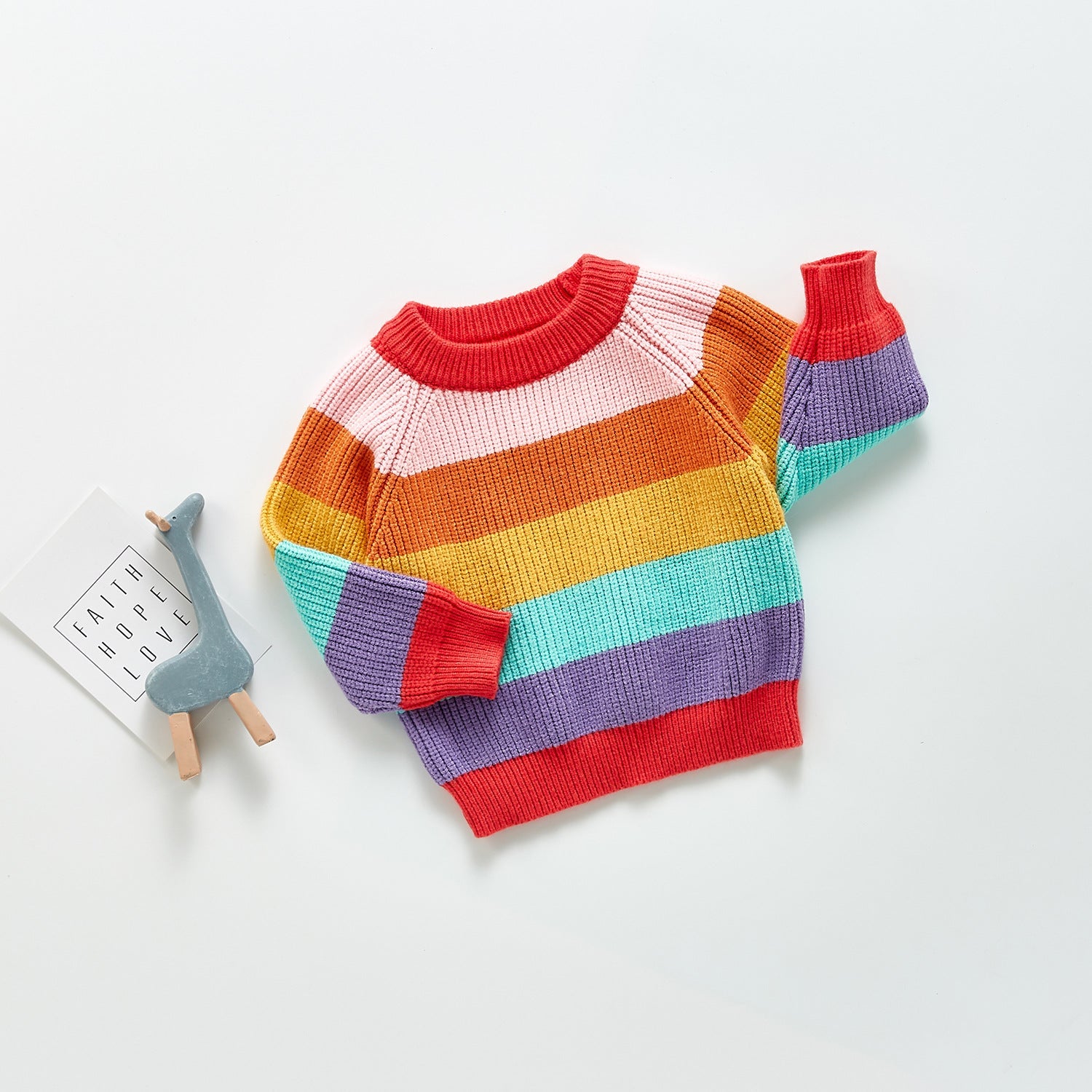 Baby Rainbow Pattern Pullover Long Sleeve Knitwear Sweater-3