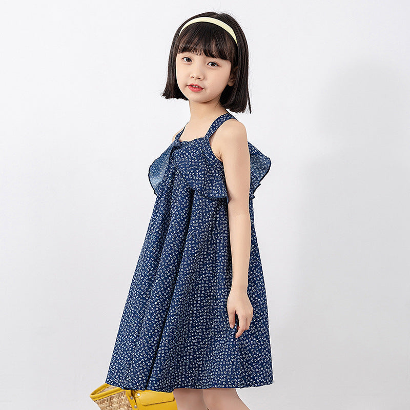 Girls Polka Dot Pattern Sleeveless Ruffle Design Dress-3