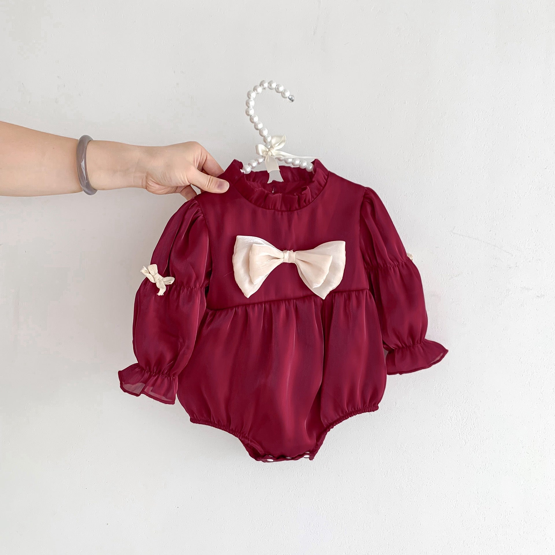 Birthday Red Mesh Patched Onesies Dress-3