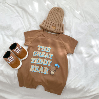 Baby Letter Graphic Crewneck Short Sleeve Casual Romper-3