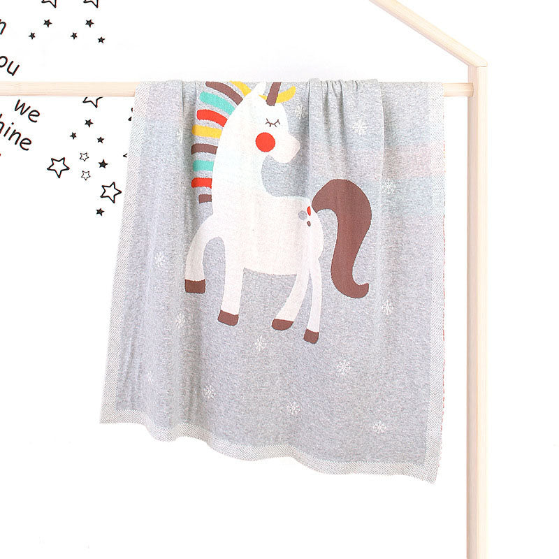 Baby Children’s Unicorn Pattern Contrast Design Air Conditioner Blanket-3