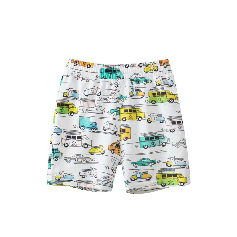 Baby Boy Cars Print Pattern Breathable Home Clothes Shorts-3