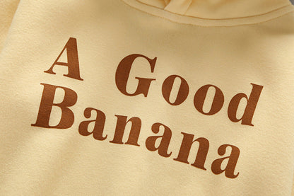 Baby Slogan Print Pattern 3D Banana Patched Hat Long Sleeved Bodysuit Onesies-4