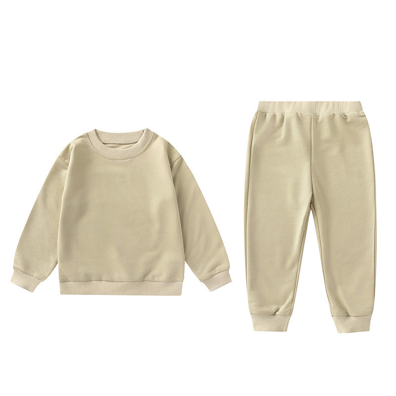 Unisex Baby And Kids Solid Color Pullover Sweatshirt And Pants Casual Sport Clothing Set-2