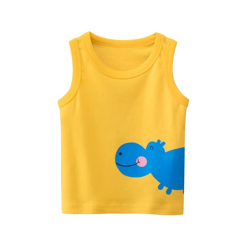 Baby Boy Animal Print Round Neck Sleeveless Children’s Tops In Summer-3