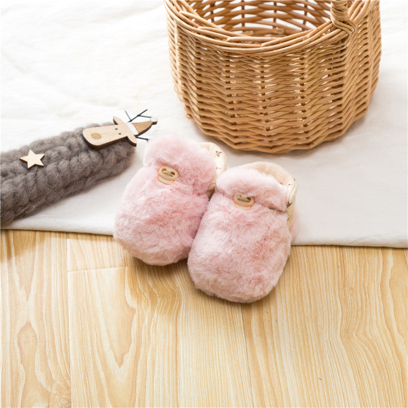 Newborn Baby Solid Color Plush Warm Shoes Outfits In Autumn &amp; Winter-2