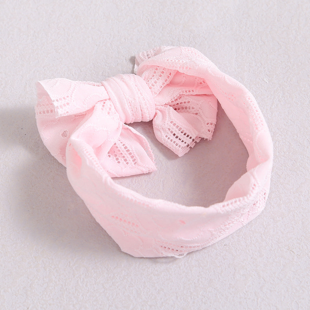 Baby Solid Color Hollow Out Thin Breathable Bow Tie Hot Sale Headband-2