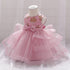 Baby Girl Sequins Patched Design Sleeveless Tutu Style Baptism Birthday Dress-2