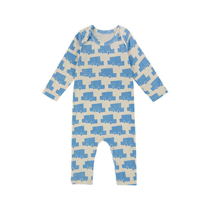 Baby Heart Print Pattern Envelope Collar Long Sleeve Romper-3