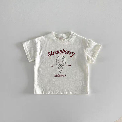 Summer New Arrival Kids Unisex Ice-Cream Pattern Short Sleeves T-Shirt-2