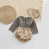 Baby Plaid Graphic Tops And Solid Shorts With Hat 1Pieces Sets-3