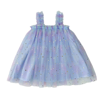 New Design Summer Kids Girls Elegant Fairy Style Sequin Mesh Sleeveless Dress-1