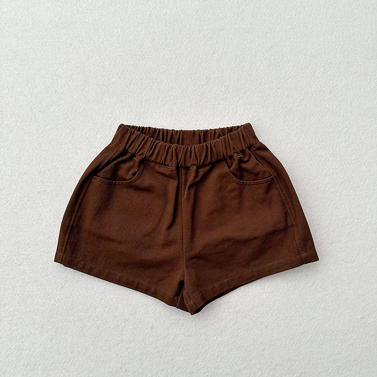 Summer New Arrival Kids Unisex Casual Thin Solid Color Basic Shorts-3