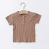 New Arrival Kids Unisex Crew Neck Short Sleeves Thin Solid Color Top Base T-Shirt-3