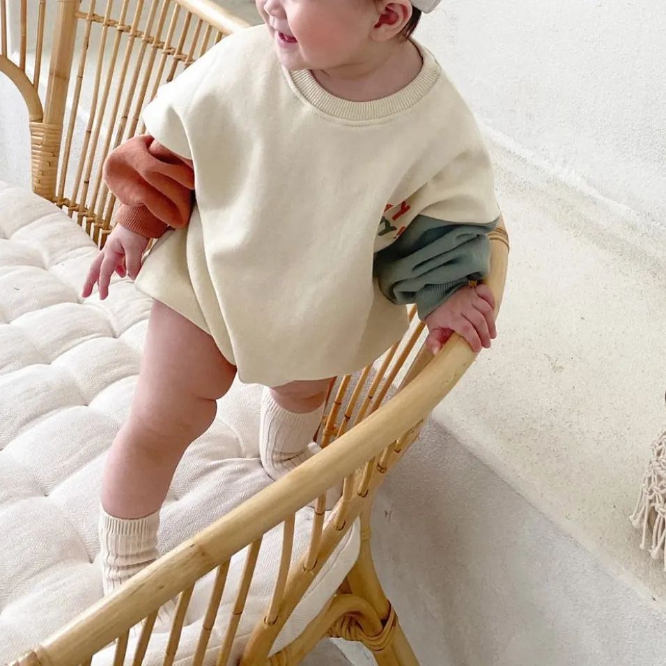 Baby Color blocking Sleeve Design Long Sleeve Bodysuit-2