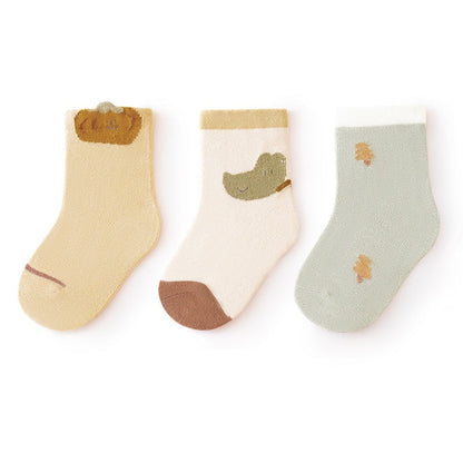 Baby Unisex Breathable Comfy Cartoon Socks Set-3