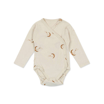 Baby Print Pattern Side Button Design Long Sleeve Comfy Onesies-3