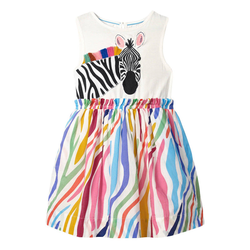 Summer Baby Girls Sleeveless Zebra Design Dress-3