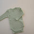 Baby Girl Solid Color Lettuce Trim Design Long Sleeve Bodysuit-3