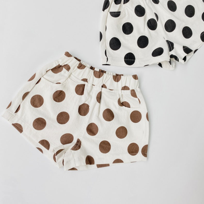 Baby Girl Polka Dot Pattern Basic Shorts With Pockets In Summer-3