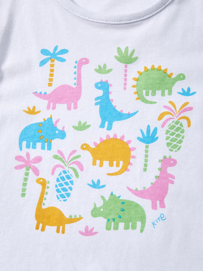 Girls’ Clothing Summer Collection – Dinosaurs And Plants Pattern Children’s T-Shirt Dress-3