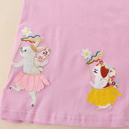 Baby Cartoon Patched Graphic Sleeveless Princess Summer Dress-3