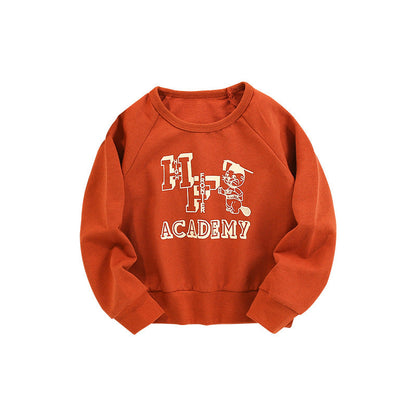 Baby Cartoon And Letters Print Pattern Loose Hoodie-3