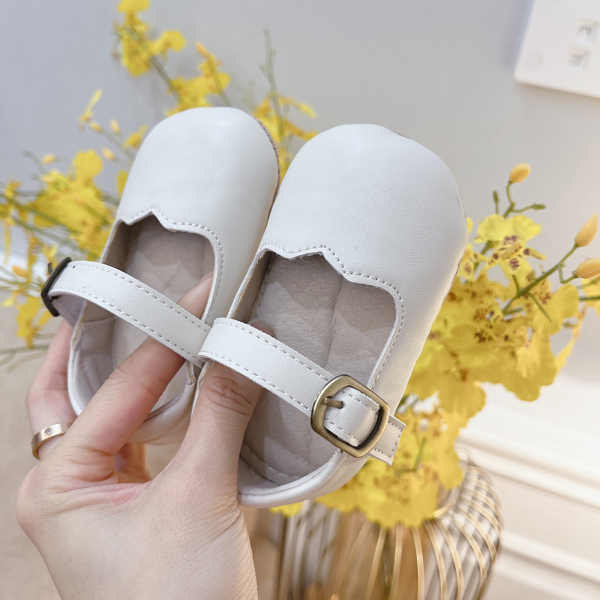 Autumn Fashion Baby Girl Solid Color Leather Toddler Shoes-3