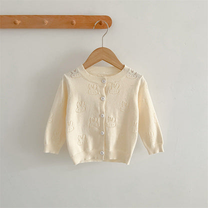 Baby Solid Color Sun Protection Sweet Knit Cardigan-3