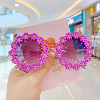 Girls Lovely Sunflower Round Frame Sunglasses-3