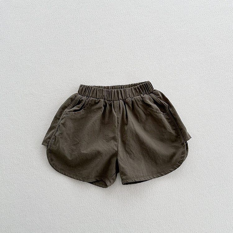 Summer New Arrival Unisex Casual Solid Color Cotton Shorts-1