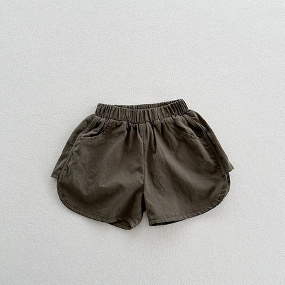 Summer New Arrival Unisex Casual Solid Color Cotton Shorts-1
