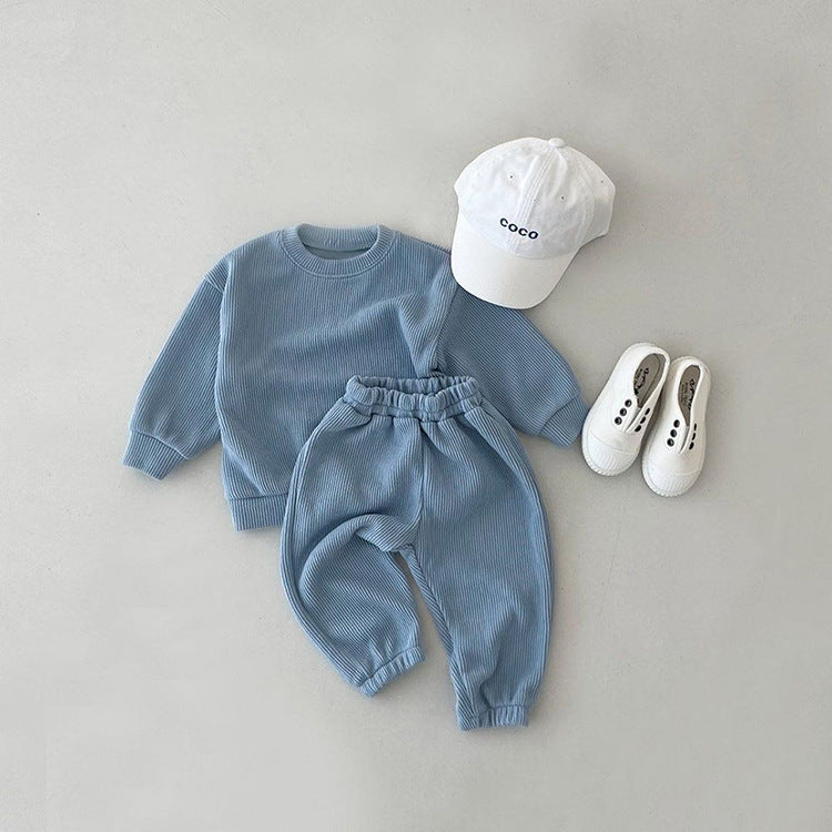 Baby Solid Color Long Sleeve Simple Style Hoodie Sets-3