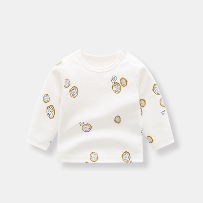 Baby Allover Fruit Graphic 100% Pure Organic Cotton Side Snap Button Tops-3