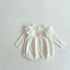 Baby Girl 1pcs Heart Embroidered Pattern Ruffle Long Sleeve Knit Onesies-2