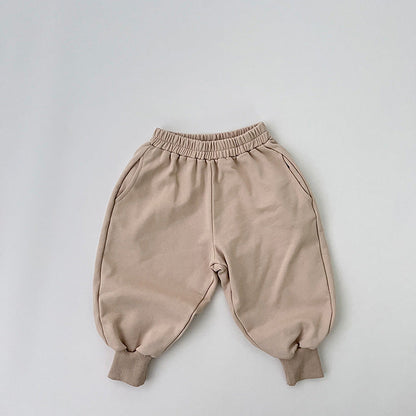 Baby Solid Color Sport Style Cotton Quality Trousers-3