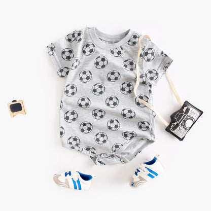 Summer New Arrival Baby Unisex Geometric Balls Print Short Sleeves Crew Neck Onesies-4