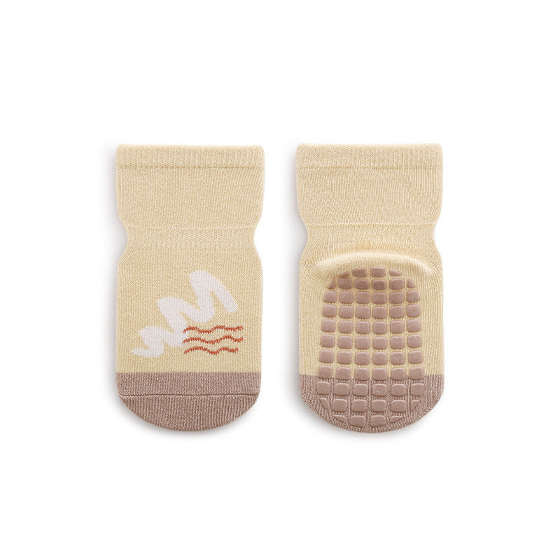 Baby Cartoon And Striped Pattern Non-Slip Design Socks-3