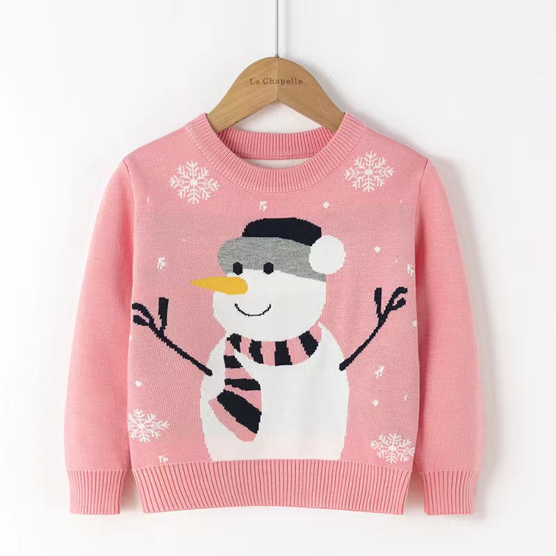 Kids Unisex Snowman Pattern Knitwear-3