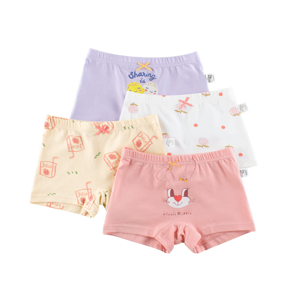 Girls’ Cartoon Printed Boxer Shorts Breathable Underwear Set-1