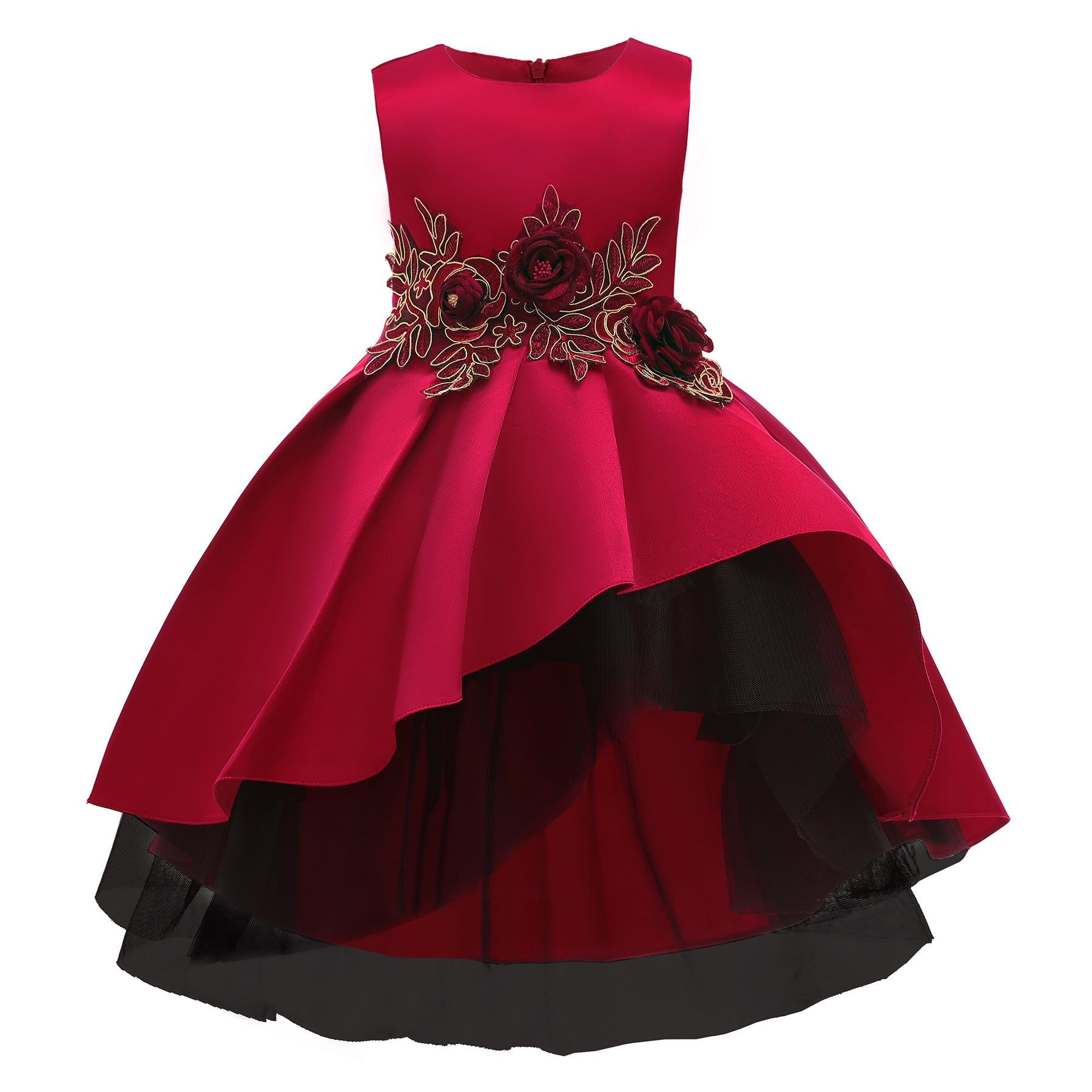 Baby Girl Flower Pattern Show Dress Birthday Party Formal Dress-3