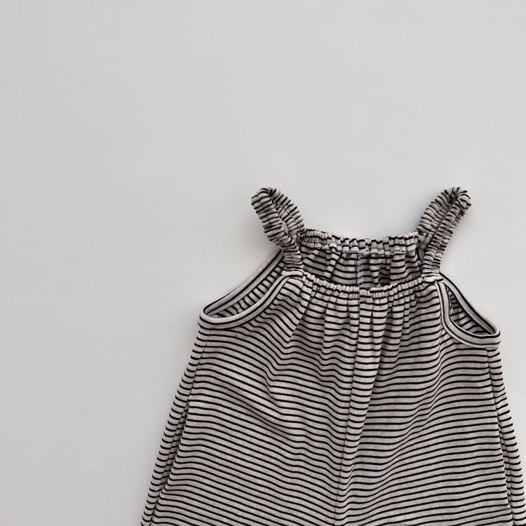 Baby Girl Striped Pattern Sleeveless Long-Rompers In Spring-3