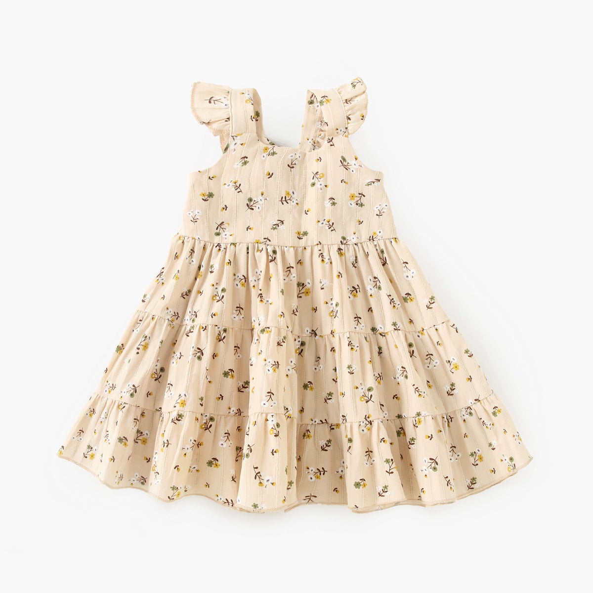 Summer New Arrival Baby Girls Holiday Floral Pattern Princess Strap Dress-3