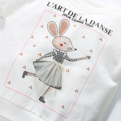 Baby Girl Rabbit Graphic Long Sleeve Cotton Hoodies-3