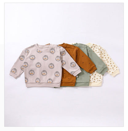 Baby Boy And Girl Print Pattern Cotton Hoodie Combo Trousers Sets-3