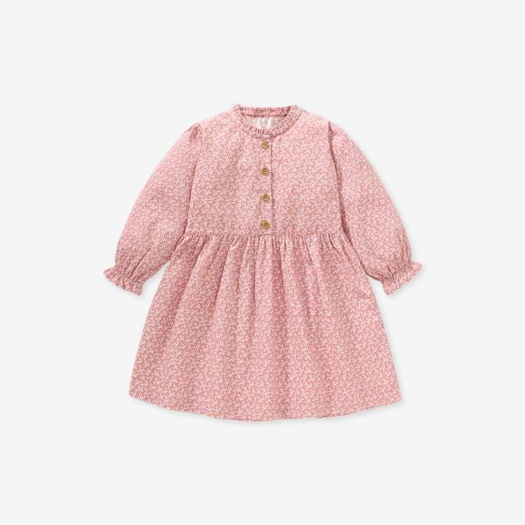 Baby Girl Ditsy Flower Pattern Long Sleeves Sweet Style Dress-3