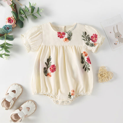 Summer Baby Kids Girls Floral Pattern Sleeveless Strap Top Dress And Bloomers Clothing Set/ Onesies-3