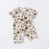 Summer Baby Boys And Girls Cartoon Print Short Sleeves Button Front Romper-3